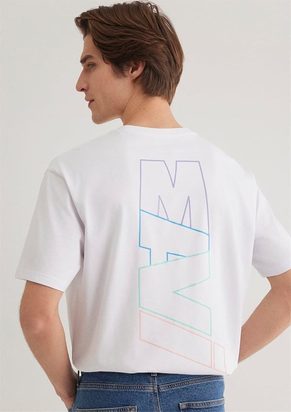 Mavi MAVİ BASKILI TİŞÖRT Beyaz Beyaz Erkek T-Shirt