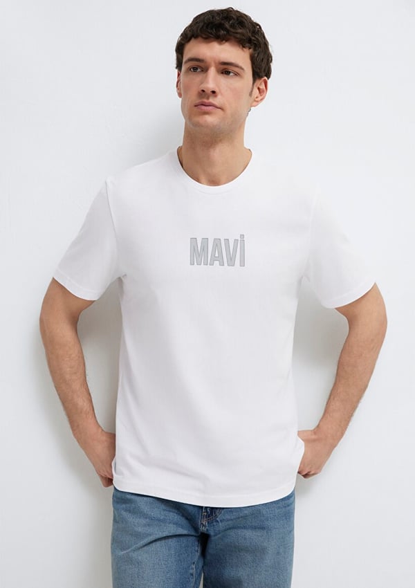 Mavi MAVİ BASKILI TİŞÖRT Beyaz Beyaz Erkek T-Shirt
