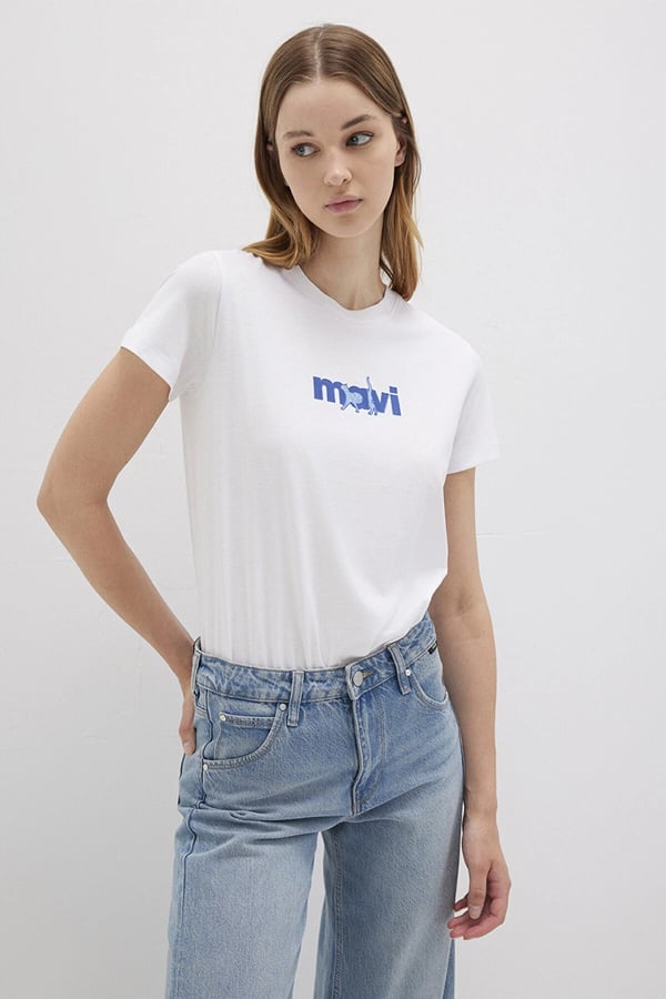 Mavi MAVİ BASKILI TİŞÖRT Beyaz Beyaz Kadın T-Shirt