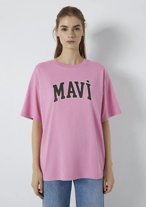Mavi MAVİ BASKILI TİŞÖRT Cashmere Rose Fuşya Kadın T-Shirt