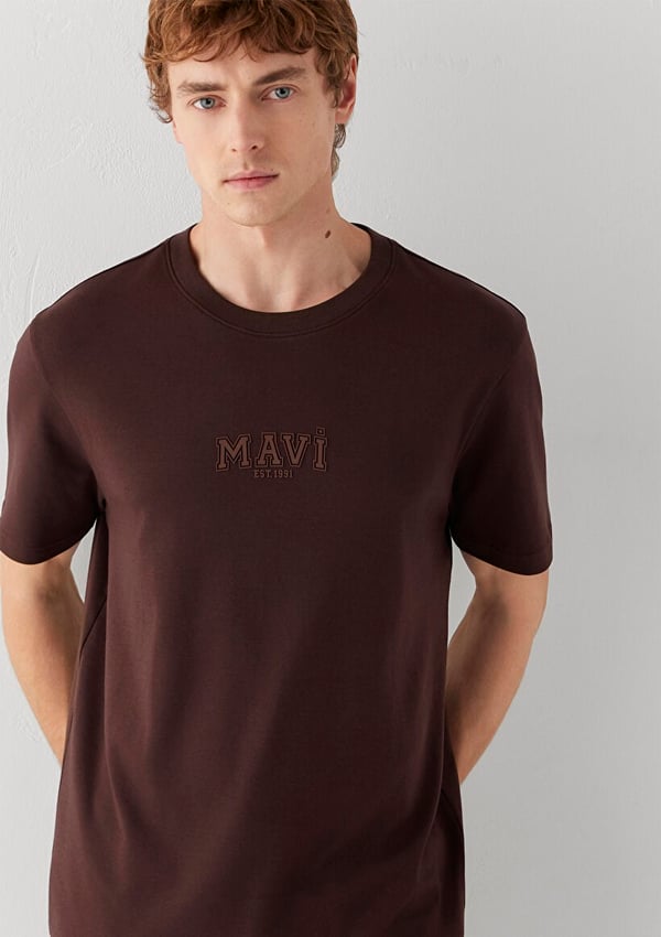 Mavi MAVİ BASKILI TİŞÖRT Chocolate Plum Kahverengi Erkek T-Shirt