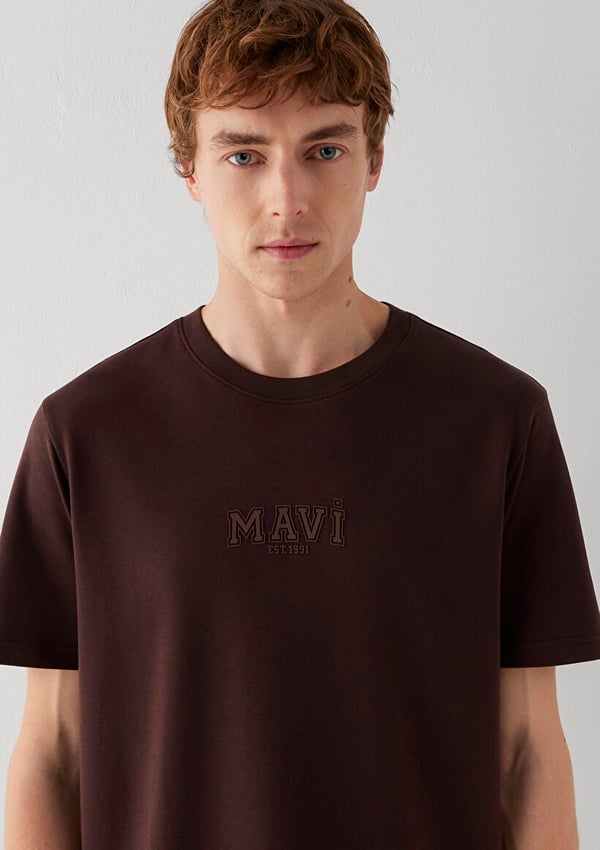 Mavi MAVİ BASKILI TİŞÖRT Chocolate Plum Kahverengi Erkek T-Shirt