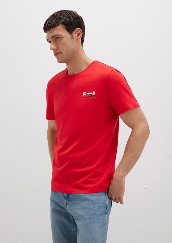 Mavi MAVİ BASKILI TİŞÖRT   Çin Kırmızısı Kırmızı Erkek T-Shirt