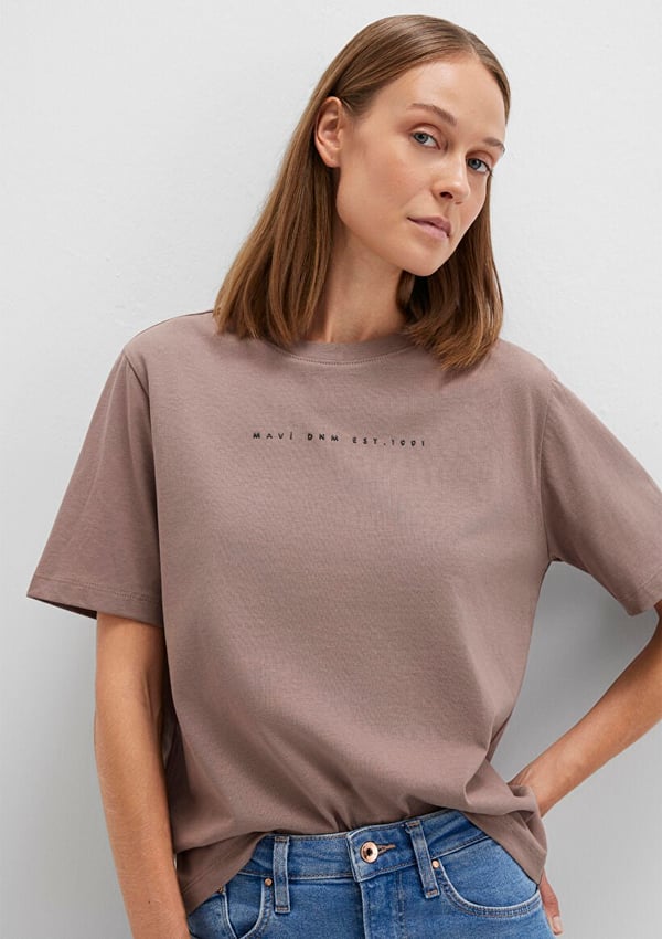 Mavi MAVİ BASKILI TİŞÖRT Deep Taupe Kahverengi Kadın T-Shirt