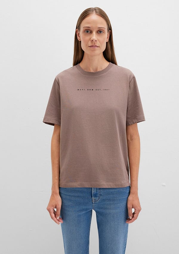 Mavi MAVİ BASKILI TİŞÖRT Deep Taupe Kahverengi Kadın T-Shirt