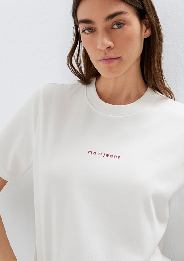 Mavi MAVİ BASKILI TİŞÖRT Hindistan Cevizi Beyaz Kadın T-Shirt