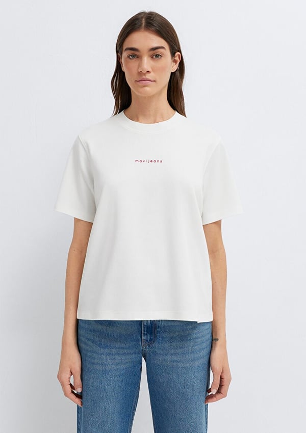 Mavi MAVİ BASKILI TİŞÖRT Hindistan Cevizi Beyaz Kadın T-Shirt
