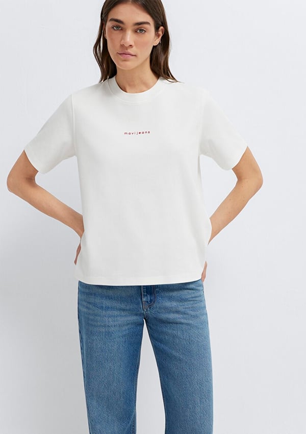 Mavi MAVİ BASKILI TİŞÖRT Hindistan Cevizi Beyaz Kadın T-Shirt