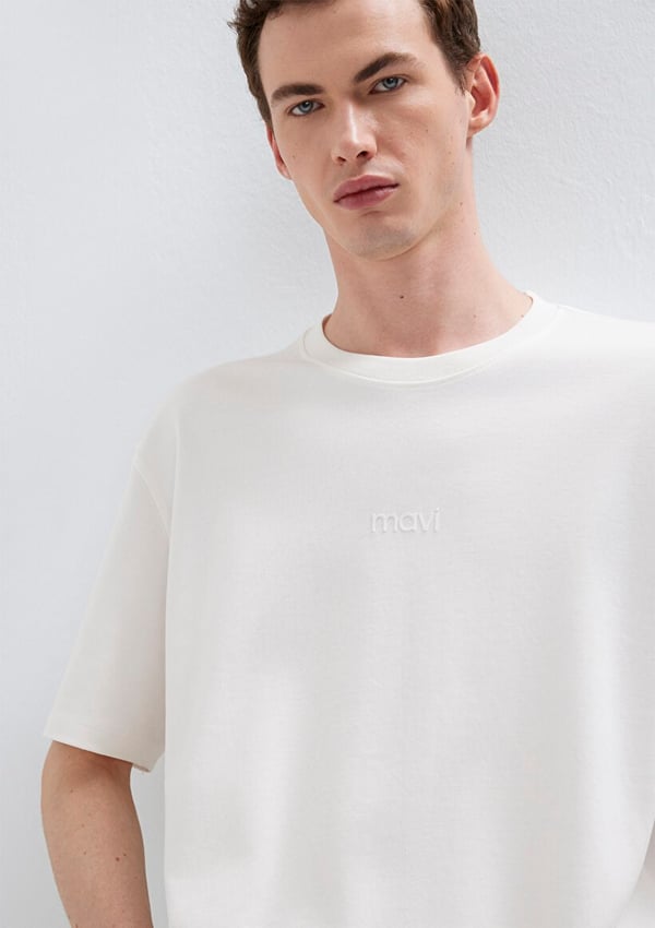 Mavi MAVİ BASKILI TİŞÖRT Hindistan Cevizi Kırık Beyaz Erkek T-Shirt