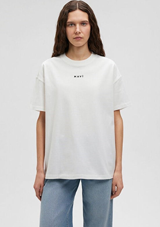 Mavi MAVI BASKILI TİŞÖRT Kırık Beyaz Beyaz Kadın T-Shirt