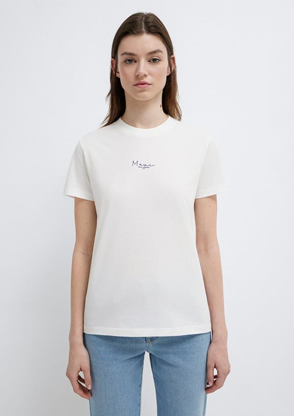 Mavi MAVİ BASKILI TİŞÖRT Kırık Beyaz Kırık Beyaz Kadın T-Shirt