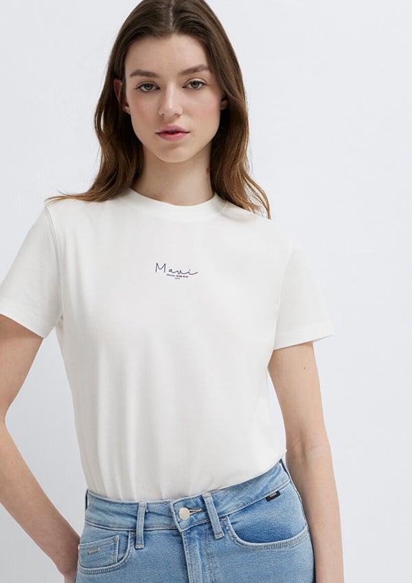 Mavi MAVİ BASKILI TİŞÖRT Kırık Beyaz Kırık Beyaz Kadın T-Shirt