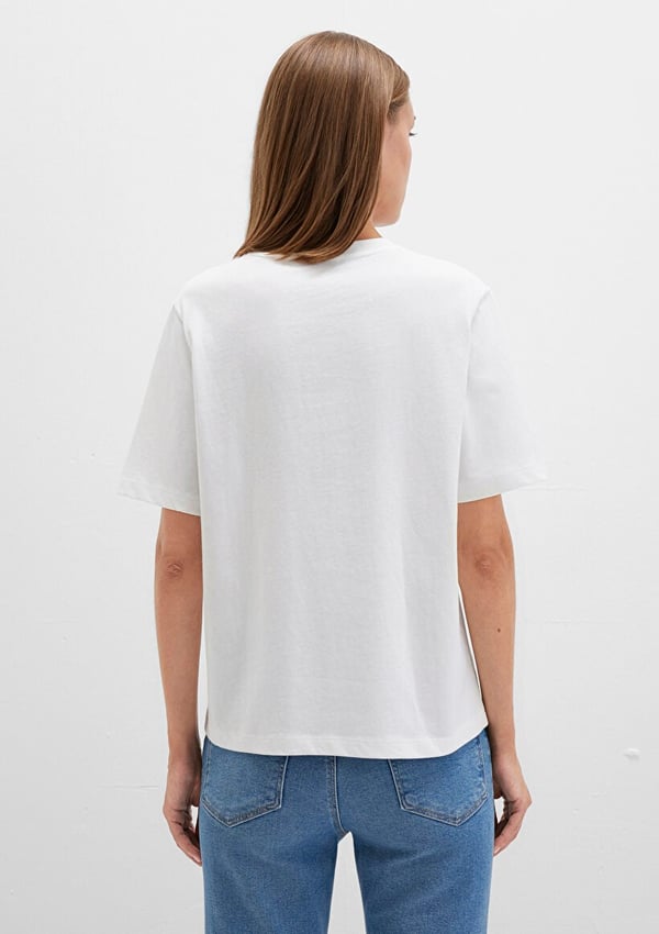Mavi MAVİ BASKILI TİŞÖRT Kırık Beyaz Kırık Beyaz Kadın T-Shirt