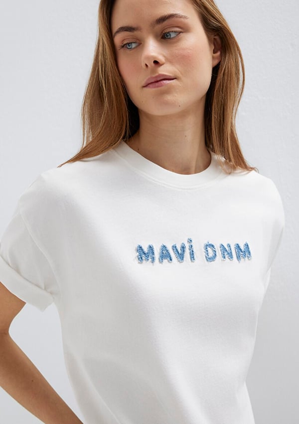 Mavi MAVİ BASKILI TİŞÖRT Kırık Beyaz Kırık Beyaz Kadın T-Shirt