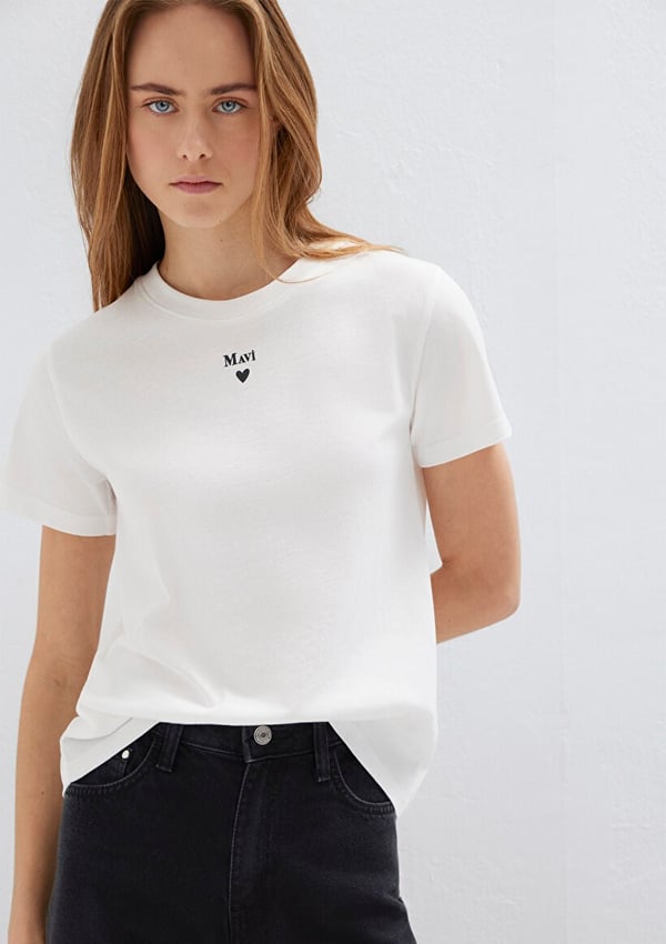 Mavi MAVI BASKILI TISÖRT Kırık Beyaz Kırık Beyaz Kadın T-Shirt
