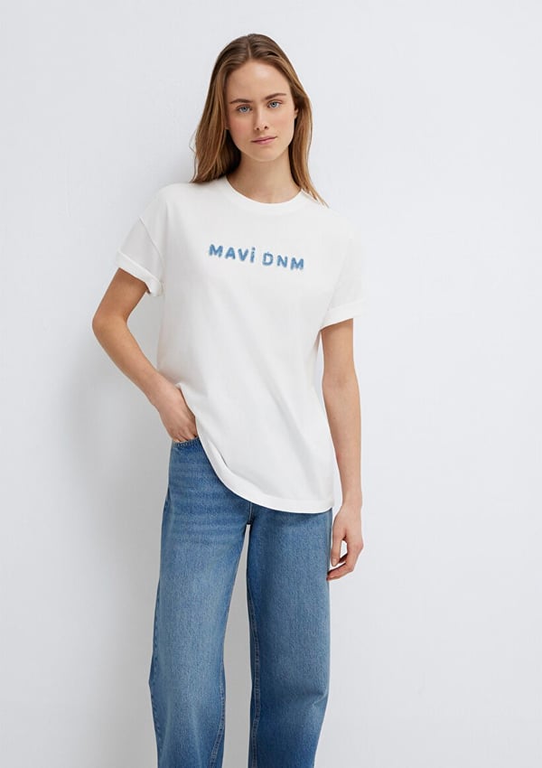 Mavi MAVİ BASKILI TİŞÖRT Kırık Beyaz Kırık Beyaz Kadın T-Shirt