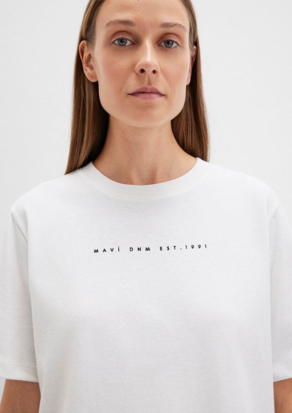 Mavi MAVİ BASKILI TİŞÖRT Kırık Beyaz Kırık Beyaz Kadın T-Shirt