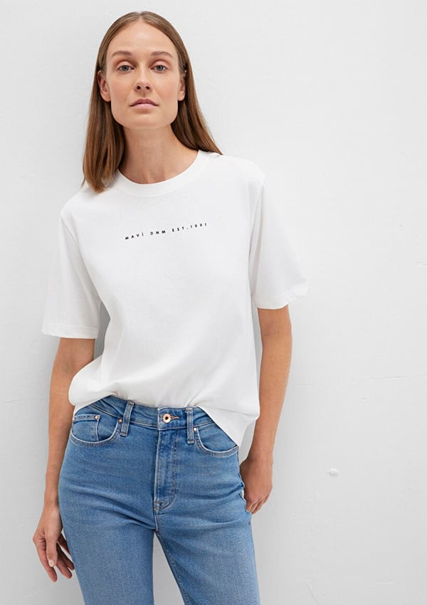 Mavi MAVİ BASKILI TİŞÖRT Kırık Beyaz Kırık Beyaz Kadın T-Shirt