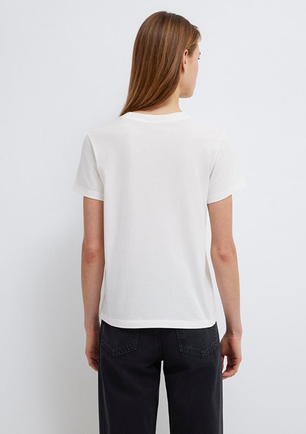 Mavi MAVI BASKILI TISÖRT Kırık Beyaz Kırık Beyaz Kadın T-Shirt