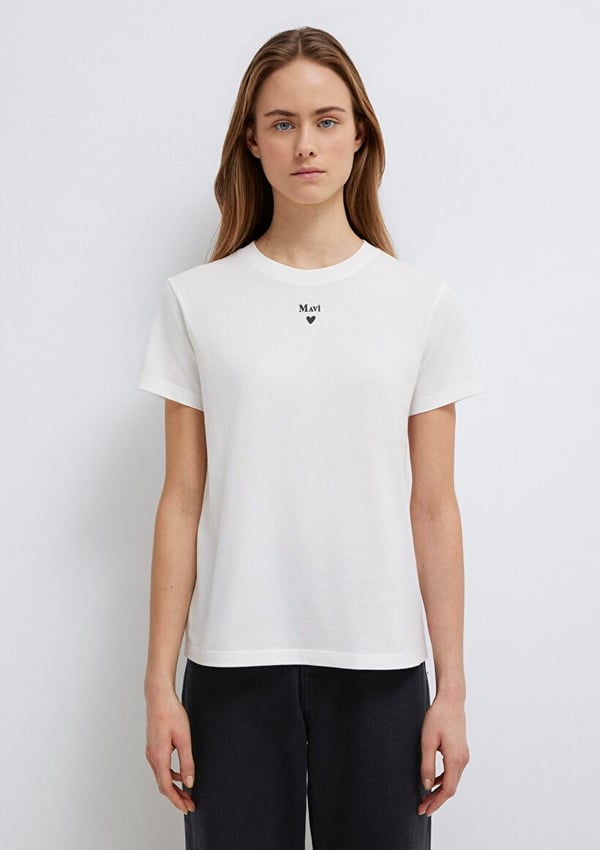 Mavi MAVI BASKILI TISÖRT Kırık Beyaz Kırık Beyaz Kadın T-Shirt