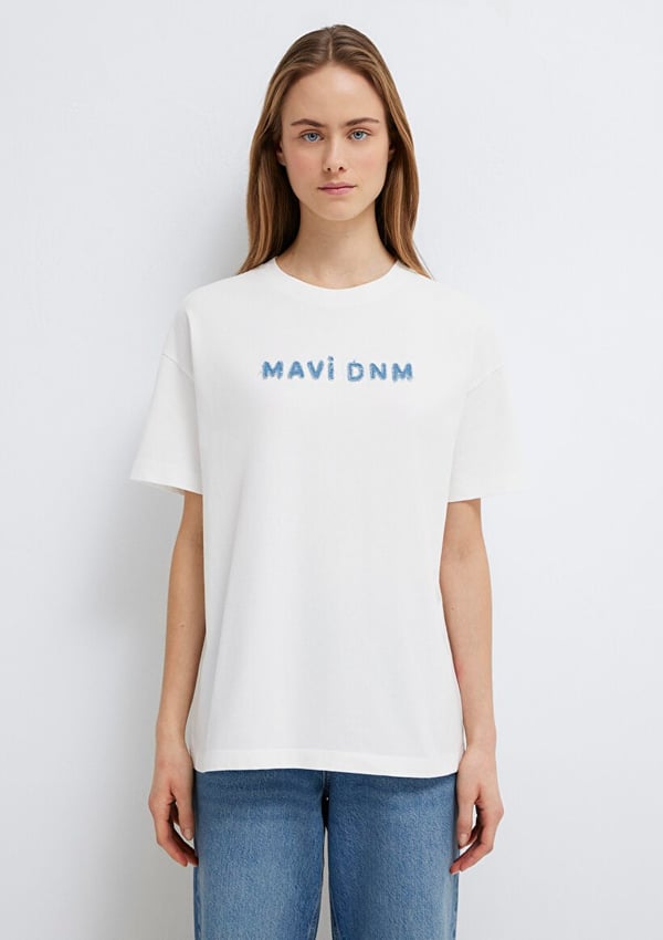Mavi MAVİ BASKILI TİŞÖRT Kırık Beyaz Kırık Beyaz Kadın T-Shirt