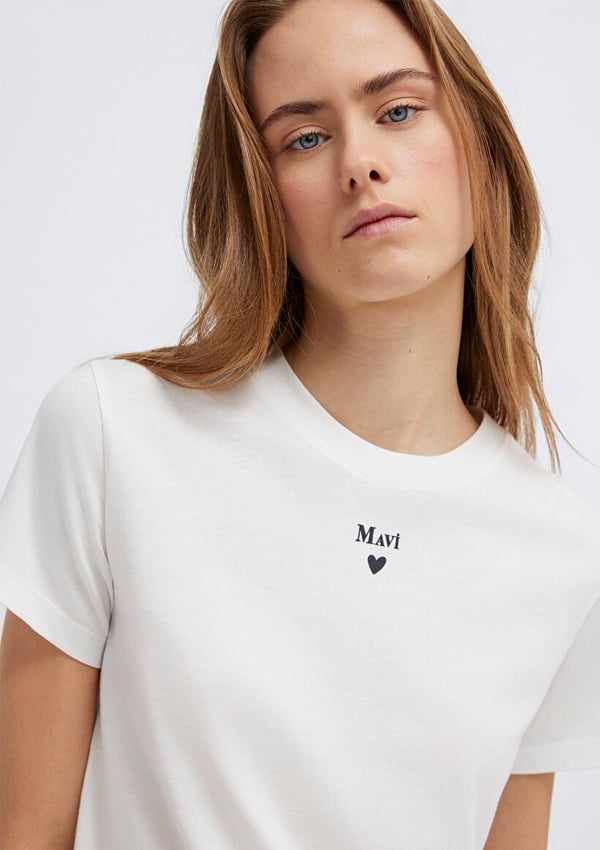 Mavi MAVI BASKILI TISÖRT Kırık Beyaz Kırık Beyaz Kadın T-Shirt