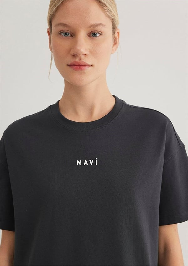 Mavi MAVI BASKILI TİŞÖRT Kömür Siyah Kadın T-Shirt
