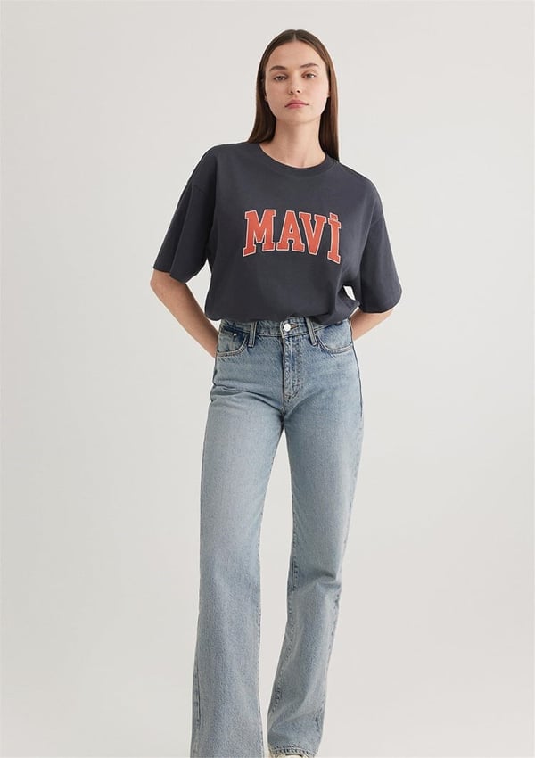 Mavi MAVİ BASKILI TİŞÖRT Koyu Antrasit Antrasit Kadın T-Shirt