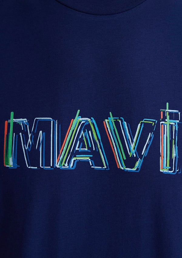 Mavi MAVİ BASKILI TİŞÖRT Koyu Derin Lacivert Lacivert Erkek T-Shirt