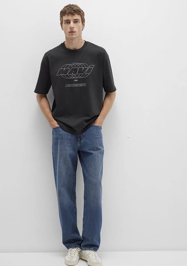 Mavi MAVi BASKiLi TİŞÖRT Koyu Gri Gri Erkek T-Shirt