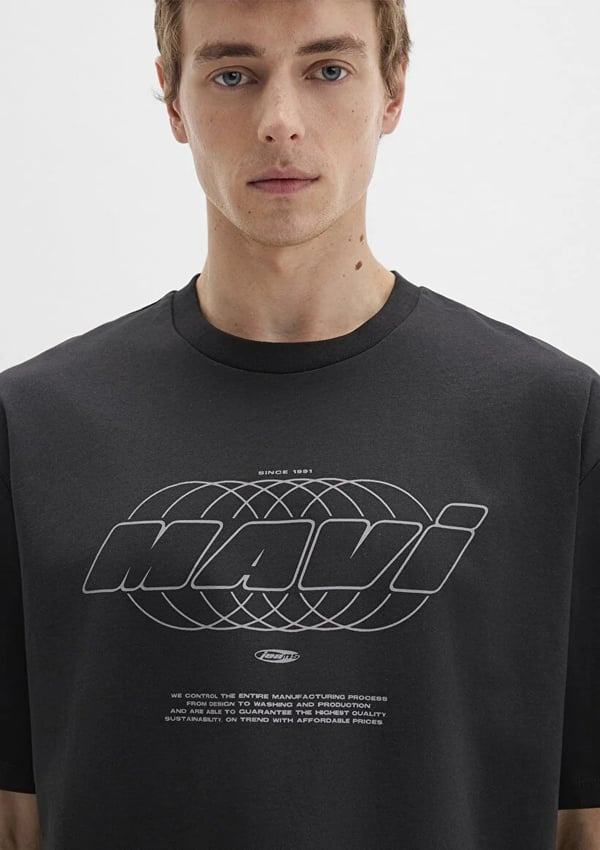 Mavi MAVi BASKiLi TİŞÖRT Koyu Gri Gri Erkek T-Shirt