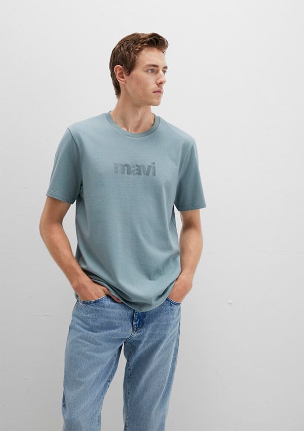 Mavi MAVİ BASKILI TİŞÖRT Kurşun Gri Açık Mavi Erkek T-Shirt