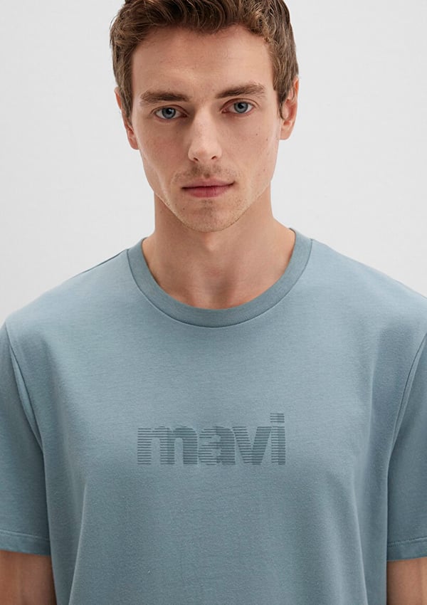 Mavi MAVİ BASKILI TİŞÖRT Kurşun Gri Açık Mavi Erkek T-Shirt