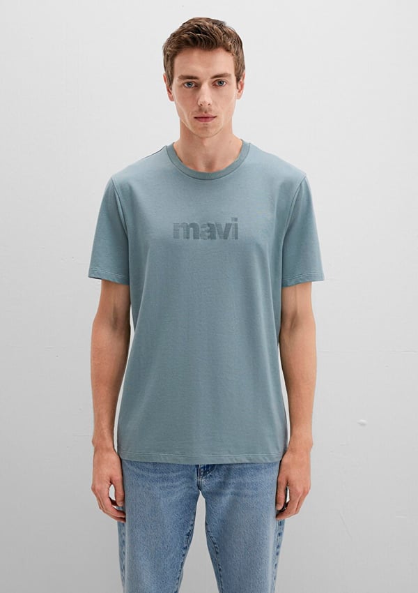 Mavi MAVİ BASKILI TİŞÖRT Kurşun Gri Açık Mavi Erkek T-Shirt