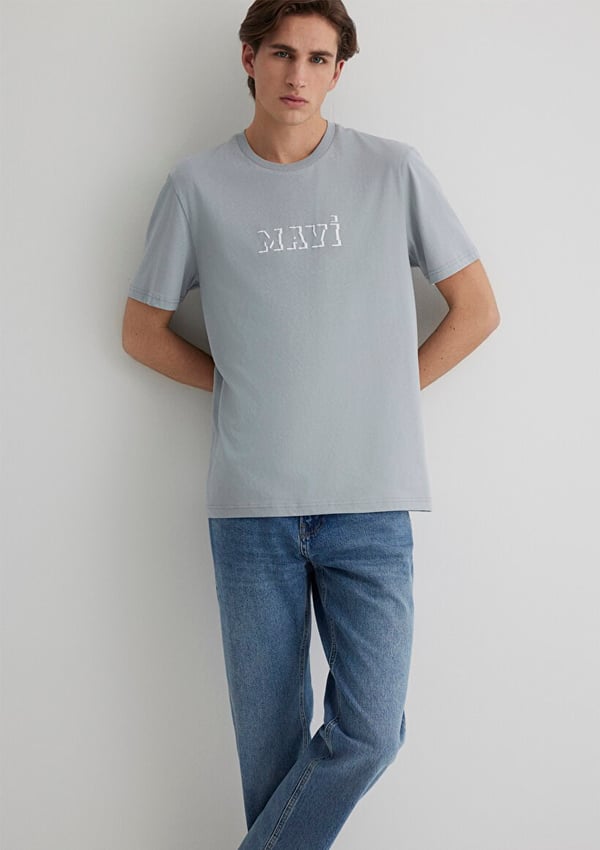 Mavi MAVİ BASKILI TİŞÖRT Mineral Gri Gri Erkek T-Shirt