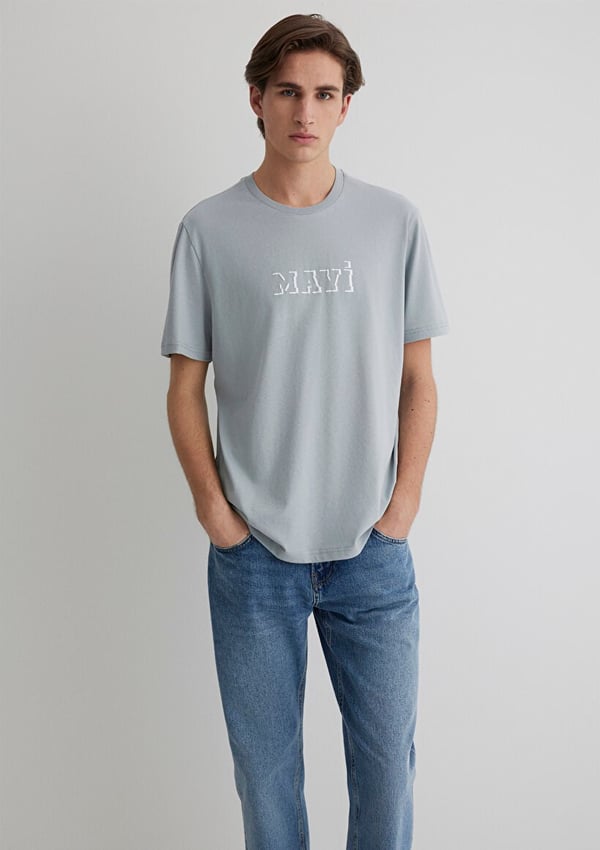 Mavi MAVİ BASKILI TİŞÖRT Mineral Gri Gri Erkek T-Shirt