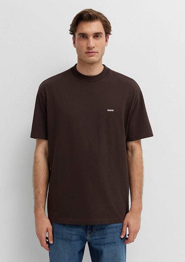 Mavi MAVİ BASKILI TİŞÖRT MolÃ© Kahverengi Erkek T-Shirt
