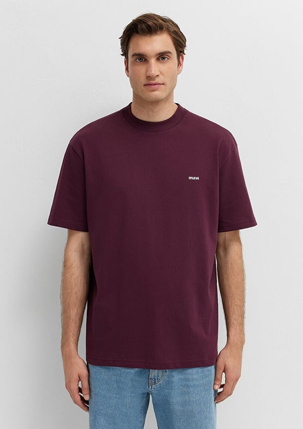 Mavi MAVİ BASKILI TİŞÖRT Şarap Bordo Bordo Erkek T-Shirt