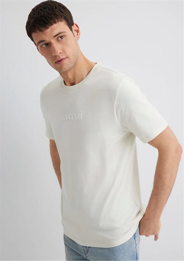 Mavi MAVİ BASKILI TİŞÖRT Sisli Gri Gri Erkek T-Shirt
