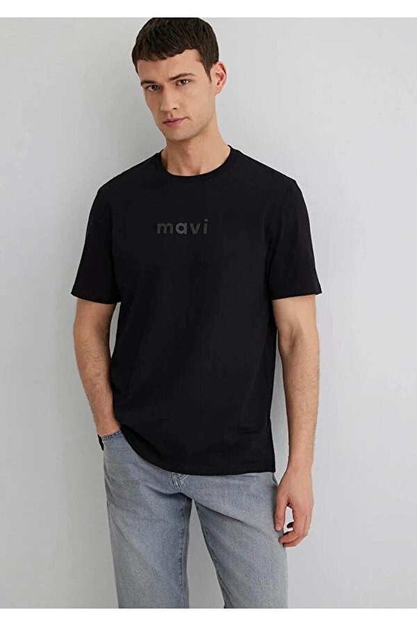 Mavi MAVİ BASKILI TİŞÖRT Siyah Siyah Erkek T-Shirt
