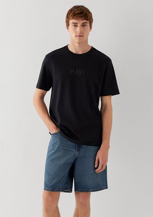 Mavi MAVİ BASKILI TİŞÖRT Siyah Siyah Erkek T-Shirt