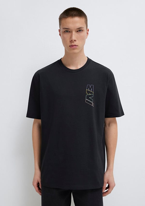 Mavi MAVİ BASKILI TİŞÖRT Siyah Siyah Erkek T-Shirt