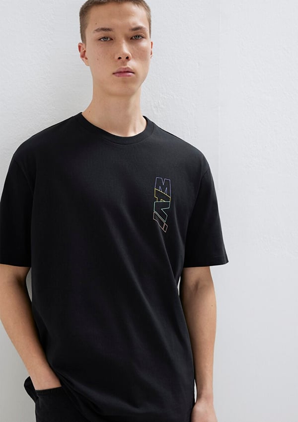 Mavi MAVİ BASKILI TİŞÖRT Siyah Siyah Erkek T-Shirt