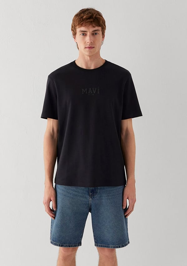 Mavi MAVİ BASKILI TİŞÖRT Siyah Siyah Erkek T-Shirt
