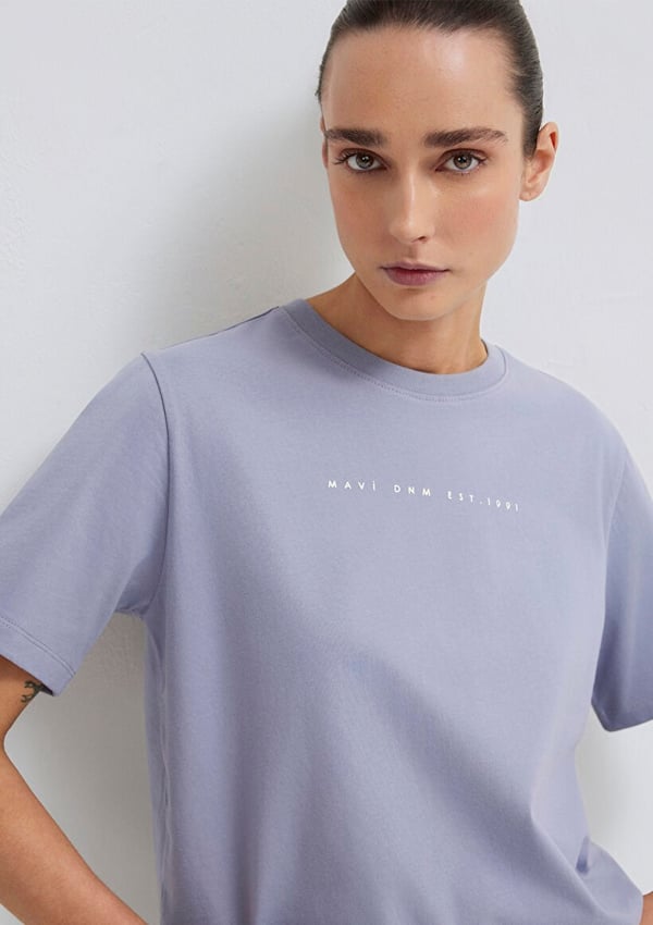 Mavi MAVİ BASKILI TİŞÖRT Soluk Mor Lila Kadın T-Shirt