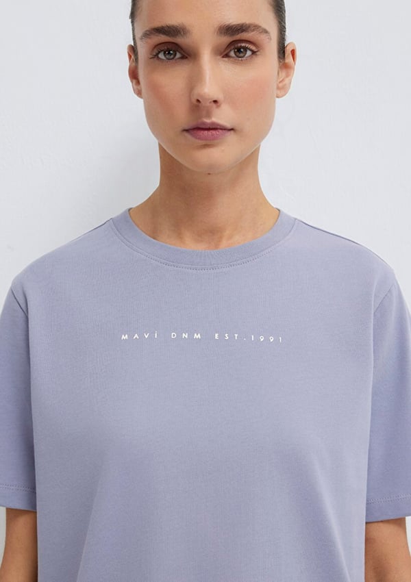 Mavi MAVİ BASKILI TİŞÖRT Soluk Mor Lila Kadın T-Shirt