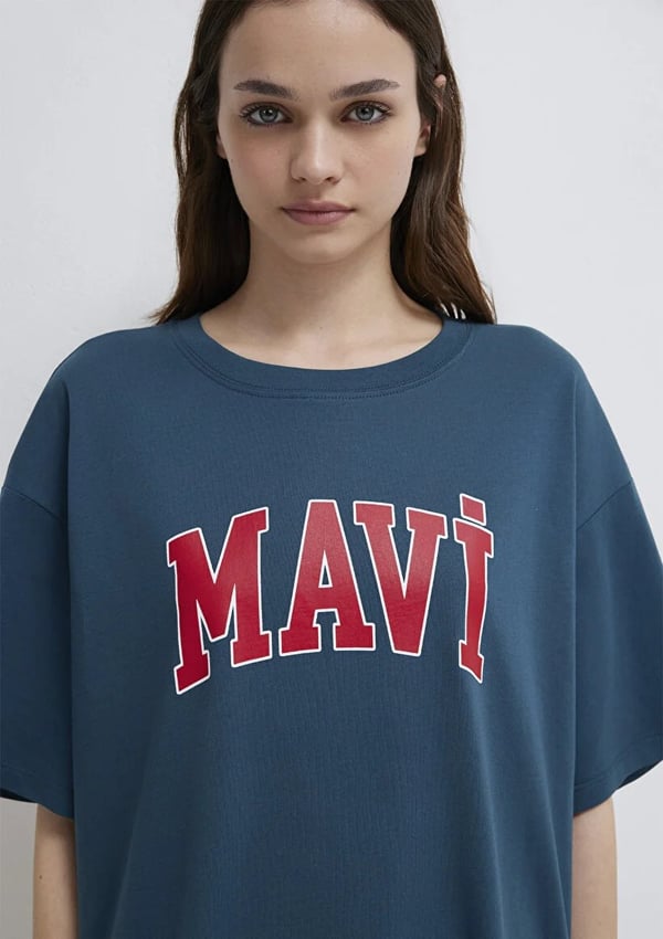Mavi MAVİ BASKILI TİŞÖRT Yıldız Mavi Mavi Kadın T-Shirt