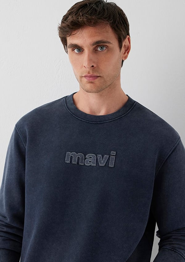 Mavi MAVİ BİSİKLET YAKA SWEATSHIRT Dark Navy Lacivert Erkek Sweatshirt