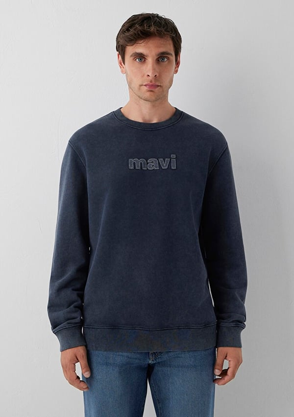 Mavi MAVİ BİSİKLET YAKA SWEATSHIRT Dark Navy Lacivert Erkek Sweatshirt
