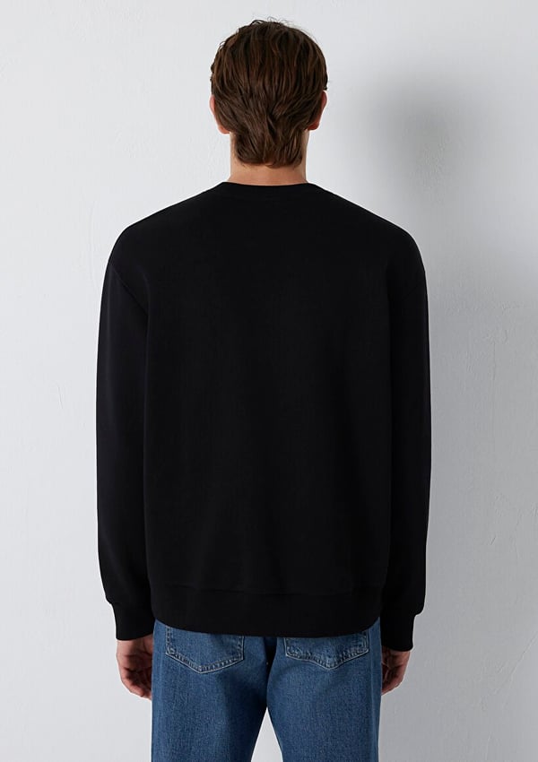 Mavi MAVİ BİSİKLET YAKA SWEATSHIRT Siyah Siyah Erkek Sweatshirt